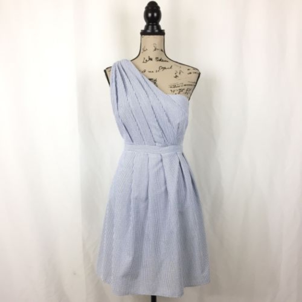 Thread Pinstripe One Shoulder Sheath Dress